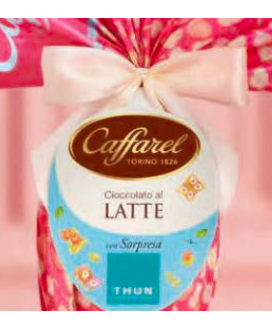 Vendita online Uova Thun Caffarel al latte. Shop on line uovo di Pasqua Caffarel per adulti con originali sorprese firmate Thun.