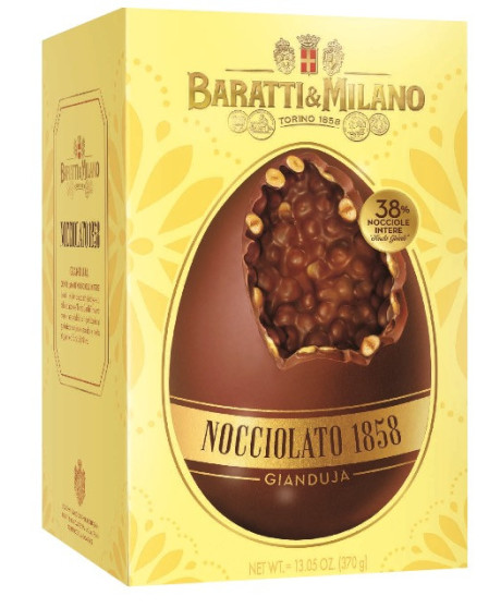 Vendita online Uovo di Pasqua Baratti & Milano torino. Shop online uovo Subalpino al latte gianduia di Baratti con nocciole inte