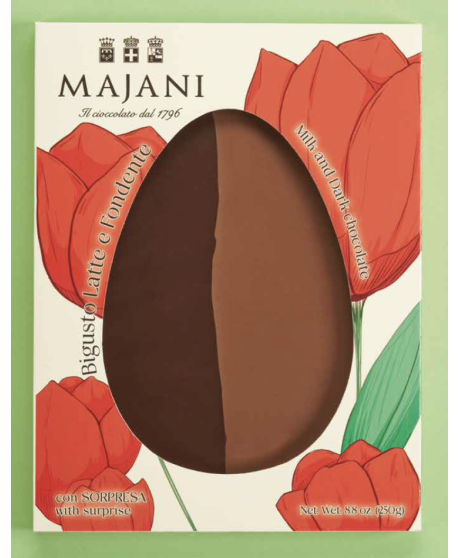 Buy on line italian Easter eggs with surprise Dark Chocolate with Orange Peel . Shop on line easter egg Majani Fiat cremino, dar