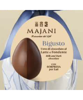 Vendita online uova di Pasqua Bigusto Majani. Shop on line Uovo metà di cioccolato al latte e metà fondente. Miglior prezzo on l